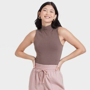 NWT A New Day Mock Neck Bodysuit in Neutral Mauve